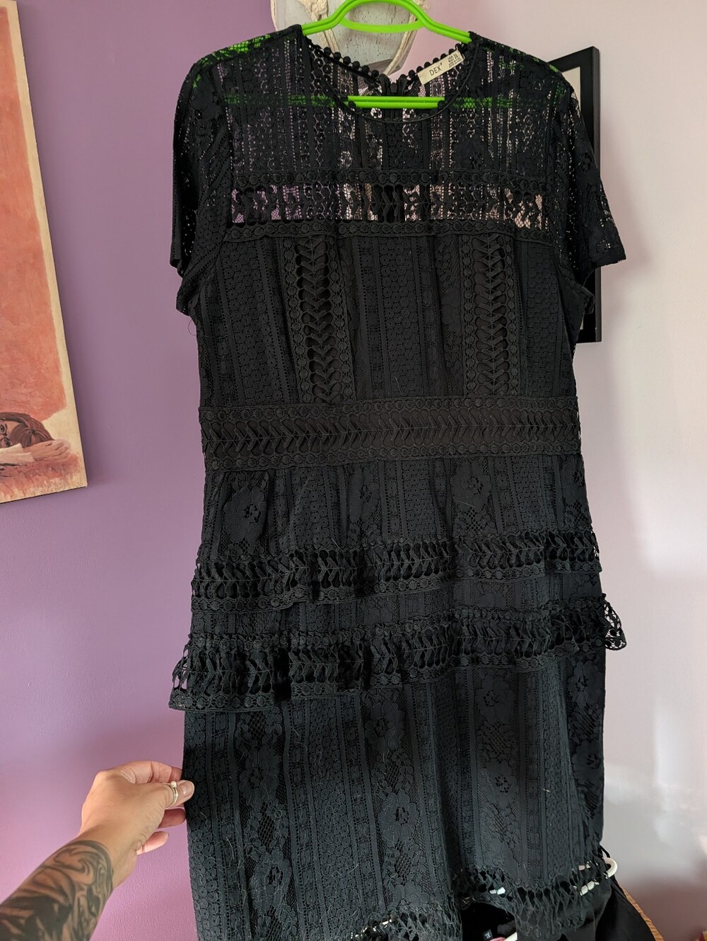 Black Tiered Lace Dress